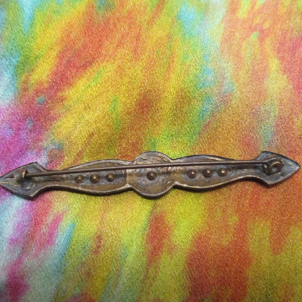 ANTIQUE Renaissance Style Rhinestone Bar Brooch - Picture 6 of 8